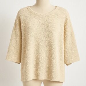 Vtg Anne Pinkerton Knit Tunic Sweater Cream‎ Boho Coastal Chunky Oversized Baggy